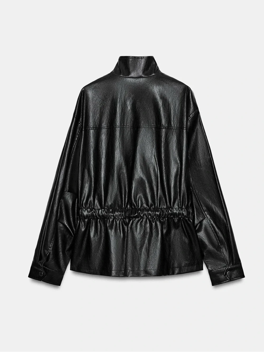 Zara 6318/047 Black Faux Leather Drawstring Waist Jacket